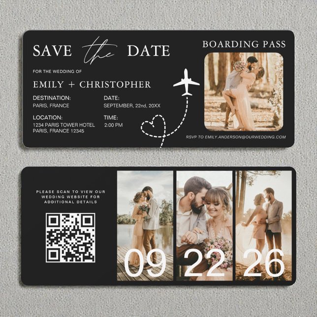 Hochzeit in Urlaubsort Boarding Pass Flugzeug QR C (Von Creator hochgeladen)