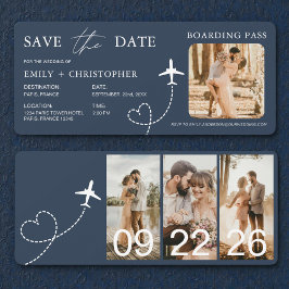Hochzeit in Urlaubsort Boarding Pass Flugzeug Tick