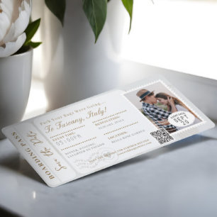 Hochzeit in Urlaubsort Boarding Pass Flugzeug Tick Einladung