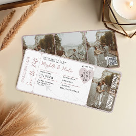 Hochzeit in Urlaubsort Boarding Ticket QR Code Einladung