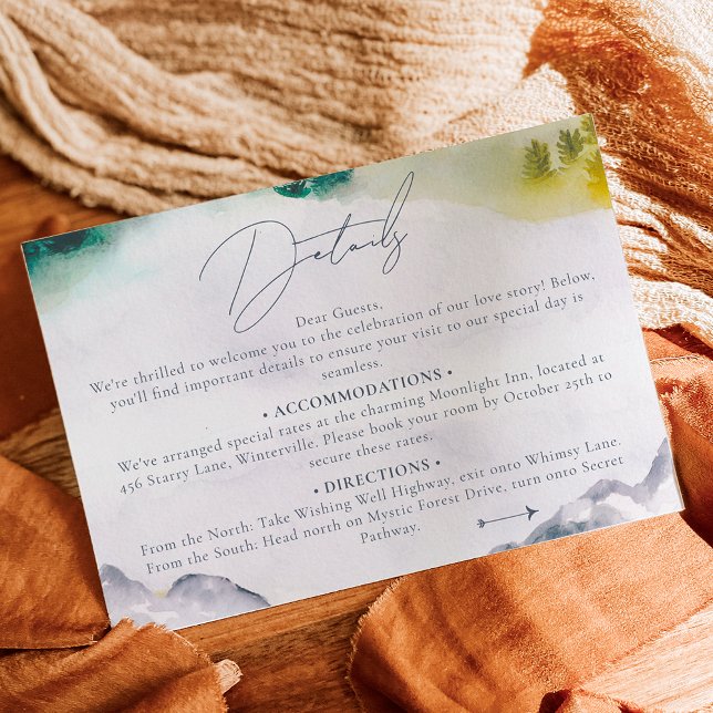 Hochzeit in Urlaubsort Boho Colorado Begleitkarte (Boho Colorado mountain destination wedding details Enclosure Card)
