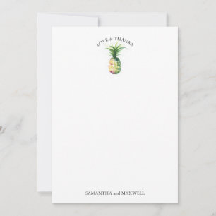Hochzeit in Urlaubsort Dankeschön an Ananas Einladung