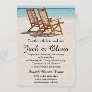 Hochzeit in Urlaubsort der Stühle Einladung
