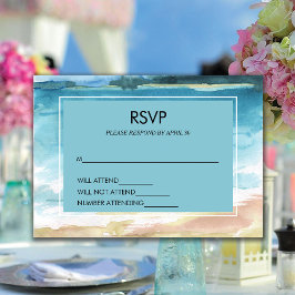 Hochzeit in Urlaubsort des Aquarells RSVP Karte