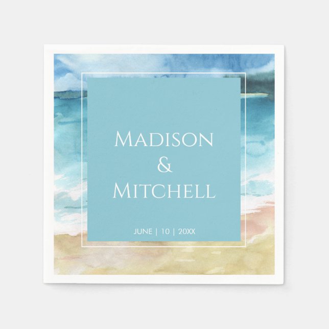 Hochzeit in Urlaubsort des Aquarells Serviette (Vorderseite)