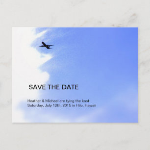 Hochzeit in Urlaubsort des Flugzeugs Save the Date Ankündigungspostkarte