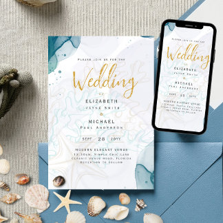 Hochzeit in Urlaubsort des tropischen Küstenstrand Einladung