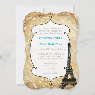 Hochzeit in Urlaubsort Floral Garland Paris Einladung