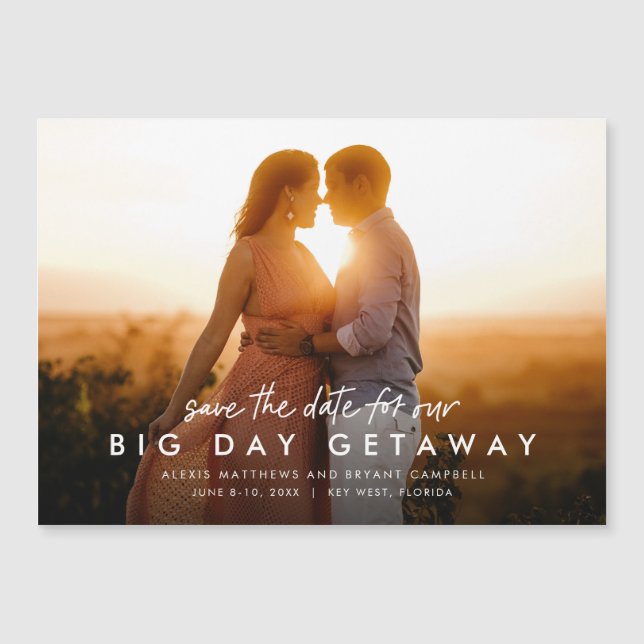 Hochzeit in Urlaubsort--Foto-Magnet Magnetkarte (Vorderseite)