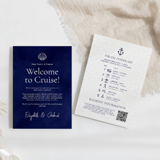 Hochzeit in Urlaubsort für den Navy Blue Travel Begleitkarte