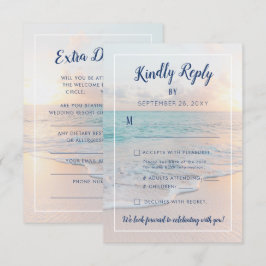 Hochzeit in Urlaubsort für Sonnenuntergänge am Str RSVP Karte