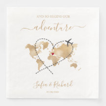 Hochzeit in Urlaubsort Gold Weltkarte Willkommensz