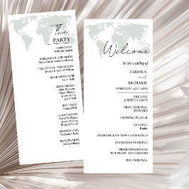 Hochzeit in Urlaubsort Green Wedding Program Card Einladung