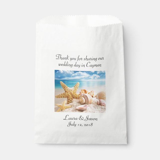 Hochzeit in Urlaubsort Günstige Taschen Geschenktütchen (Vorderseite)