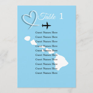 Hochzeit in Urlaubsort Hawaii Table Card Einladung