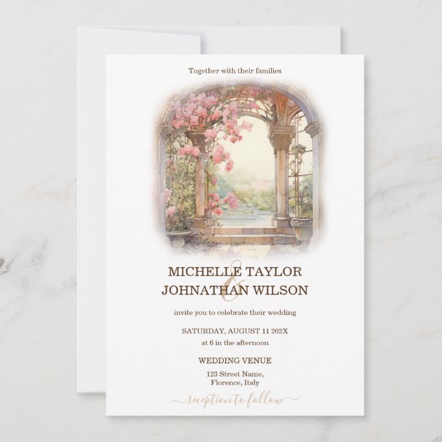 Hochzeit in Urlaubsort Italien Florenz Einladung (Vorderseite)