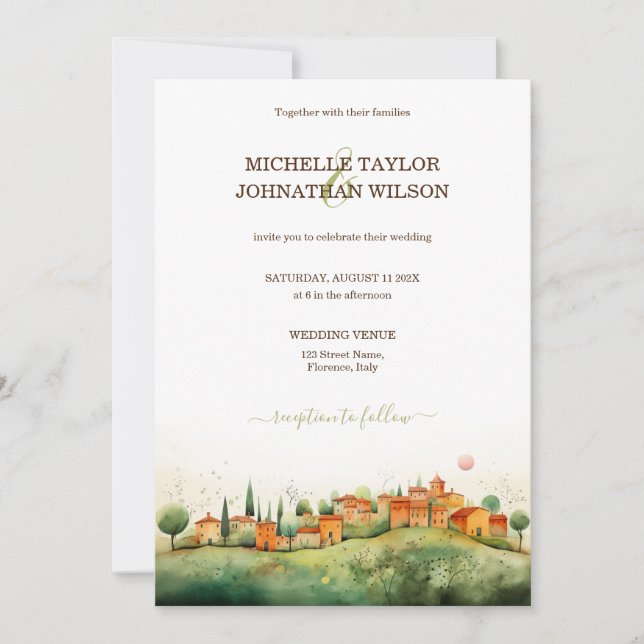 Hochzeit in Urlaubsort Italien Florenz Einladung (Vorderseite)