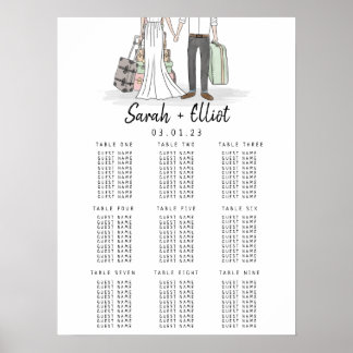 Hochzeit in Urlaubsort-Koffer-Tabelle Poster