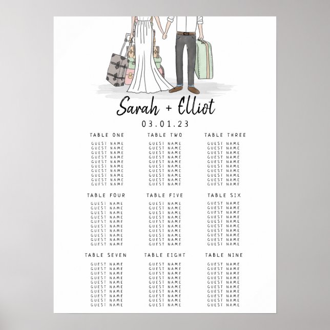 Hochzeit in Urlaubsort-Koffer-Tabelle Poster (Vorne)
