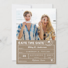 Hochzeit in Urlaubsort Kraft Gepäckstück Tag 2 Fot Save The Date