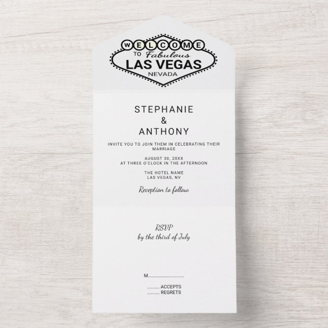 Hochzeit in Urlaubsort Las Vegas All In One Einladung (Innen Boden)