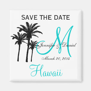 Hochzeit in Urlaubsort Monogram Speichern Sie die  Magnet