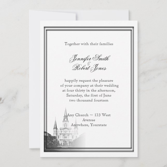 Hochzeit in Urlaubsort New Orleans Einladung (Vorderseite)
