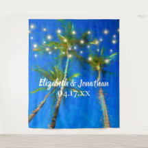 Hochzeit in Urlaubsort Palm Trees String Lights