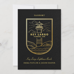 Hochzeit in Urlaubsort - Pass Save the Date Gold