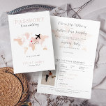 Hochzeit in Urlaubsort Passport Blush Pink Weltkar Einladung<br><div class="desc">Hochzeit in Urlaubsort Passport Blush Pink Einladung zur Weltkarte</div>