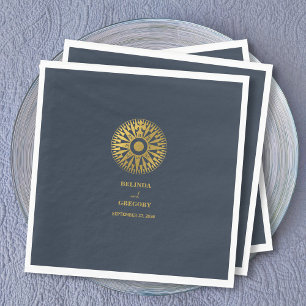 Hochzeit in Urlaubsort Passport Compass Gastgesche Serviette