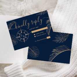 Hochzeit in Urlaubsort-Passport-Compass-Monogramm RSVP Karte