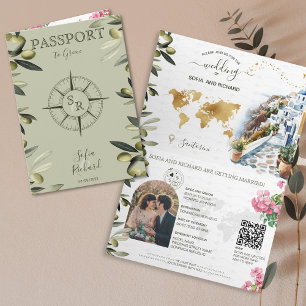 Hochzeit in Urlaubsort-Passport für Olivenöl - QR- Einladung