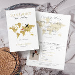 Hochzeit in Urlaubsort Passport Gold Weltkarte Einladung<br><div class="desc">Hochzeit in Urlaubsort Passport Gold Weltkarte Einladung</div>