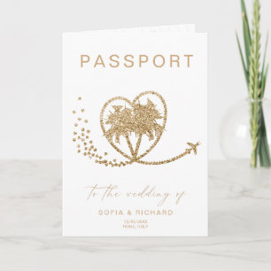 Hochzeit in Urlaubsort Passport Weltkarte QR Code Einladung