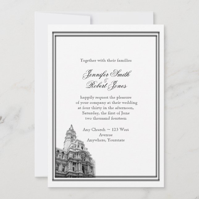 Hochzeit in Urlaubsort Philadelphia Einladung (Vorderseite)