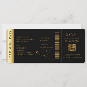 Hochzeit in Urlaubsort QR-Code für Black Boarding  Einladung