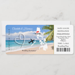 Hochzeit in Urlaubsort Reiseticket Philippinen Einladung