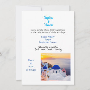 Hochzeit in Urlaubsort - Santorin, Griechenland Ei Einladung