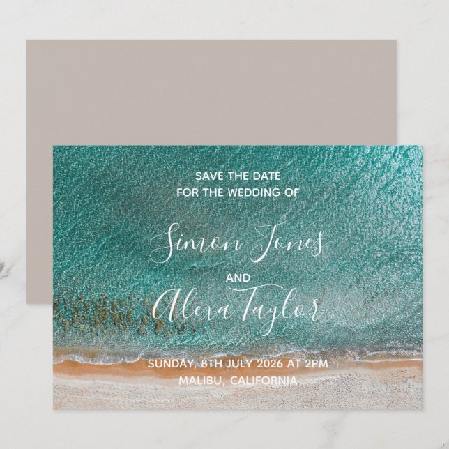 Hochzeit in Urlaubsort Save the Date (Vorne/Hinten)
