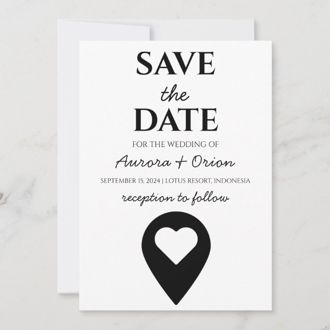 Hochzeit in Urlaubsort Save the Date Einladung (Vorderseite)