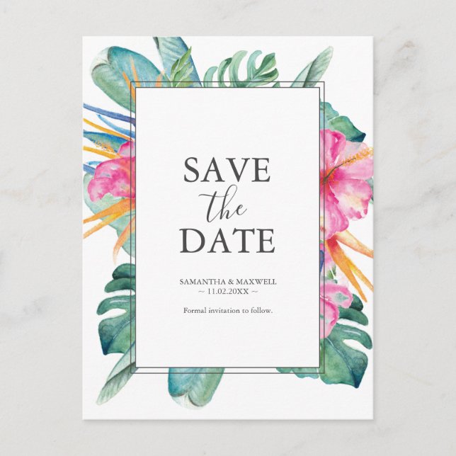 Hochzeit in Urlaubsort Save the Date Postkarten (Vorderseite)