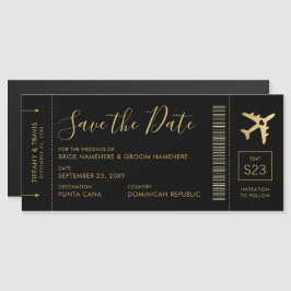 Hochzeit in Urlaubsort Save the Date Ticket Magnet
