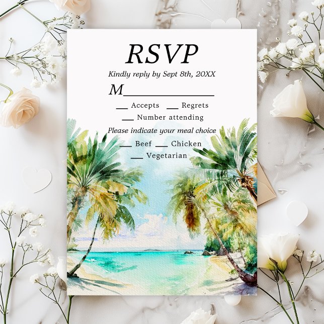 Hochzeit in Urlaubsort Tropical Beach RSVP Karte (Von Creator hochgeladen)