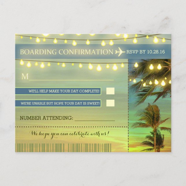 Hochzeit in Urlaubsort-UAWG-Postkarten Einladungspostkarte (Vorderseite)