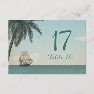 Hochzeit in Urlaubsort Vintage Tischnummer