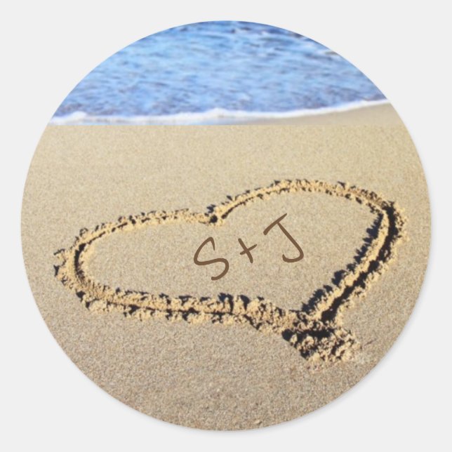 Hochzeit in Urlaubsort von Sandherzen Runder Aufkleber (Vorderseite)