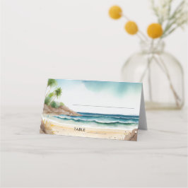Hochzeit in Urlaubsort "Watercolor Summer Ocean Be Platzkarte