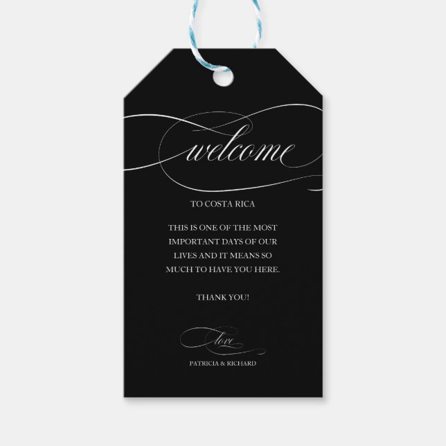 Hochzeit in Urlaubsort Willkommensgruß Dankeschön  Geschenkanhänger (Vorderseite)
