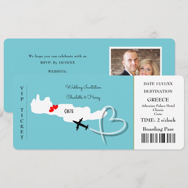Hochzeit in Urlaubsort Zielkreuz Einladung (Vorne/Hinten)